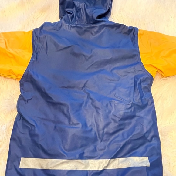 WIPPETTE KIDS Raincoat Lined Hooded All Sports Themed Boy's Sz5/6 Blue/yellow - Picture 5 of 7
